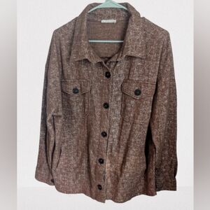 BOGO Zenana Outfitters Brown/ White Knit Shacket- XL